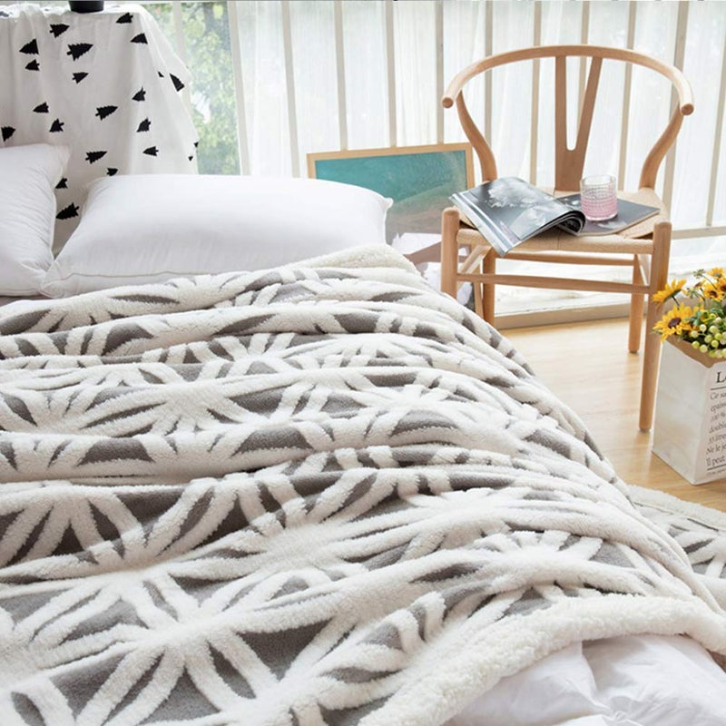LOMAO Sherpa Fleece Blanket 90x90 Fuzzy Soft Throw Blanket Dual Sided Blanket for Couch Sofa Bed (Grey, 90''x90'') - Image 4